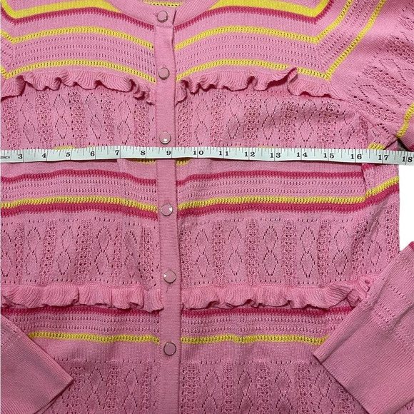 Charter Club Striped Knit Cardigan Pink Size L - Picture 2 of 7